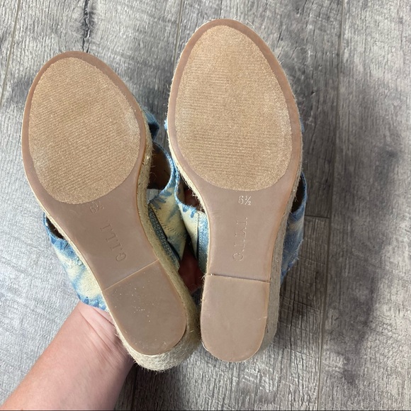 G.I.L.I. Denim bleach distressed 90s y2k style wedge heels size 6.5 - Picture 8 of 8